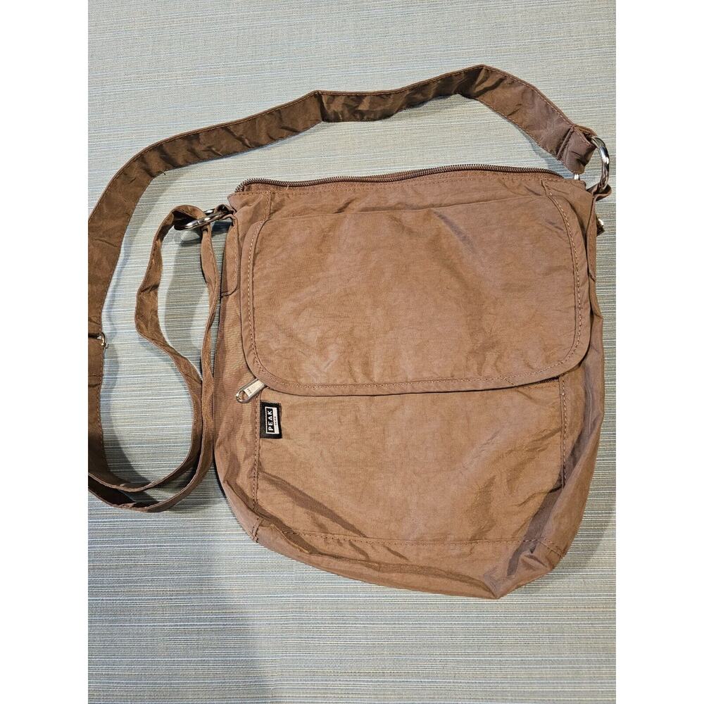 PEAK GEAR Tan/Brown Crossbody Travel Bag Women Nylon Purse RFID